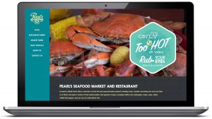 Homepage of newly launched website for Pearl's Seafood Market and Restaurant