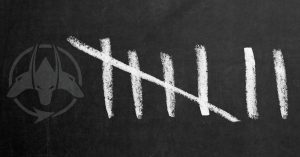 The Cerberus logo with 7 tally marks in chalk