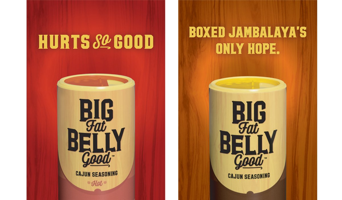 Out of home advertising campaign for Big Fat Belly Good, developed by Cerberus Agency of New Orleans.