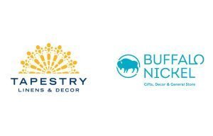 Preview of Buffalo Nickel and Tapestry Linens logo redesigns.
