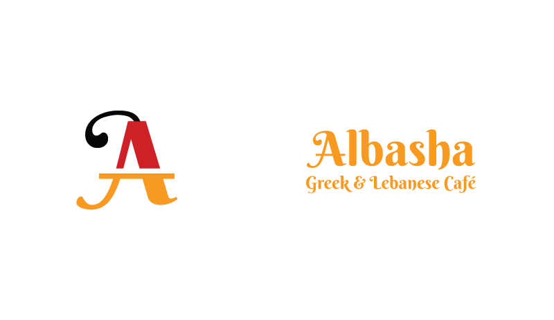 Logo design for Albasha Greek and Lebanese Cafe, designed by Cerberus Agency.