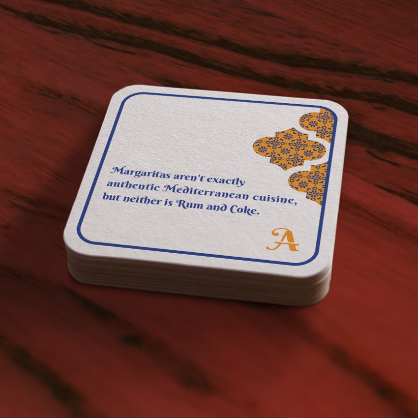 Printed drink coaster design by Cerberus Agency in New Orleans, LA.