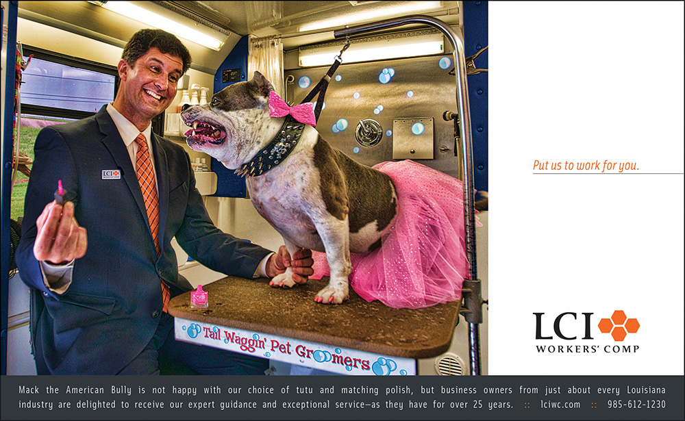 LCI Workers' Comp Print Advertising Ad - Shot in Kenner's Rivertown.